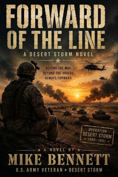 Forward of the Line Desert Storm novel book cover by Mike Bennett